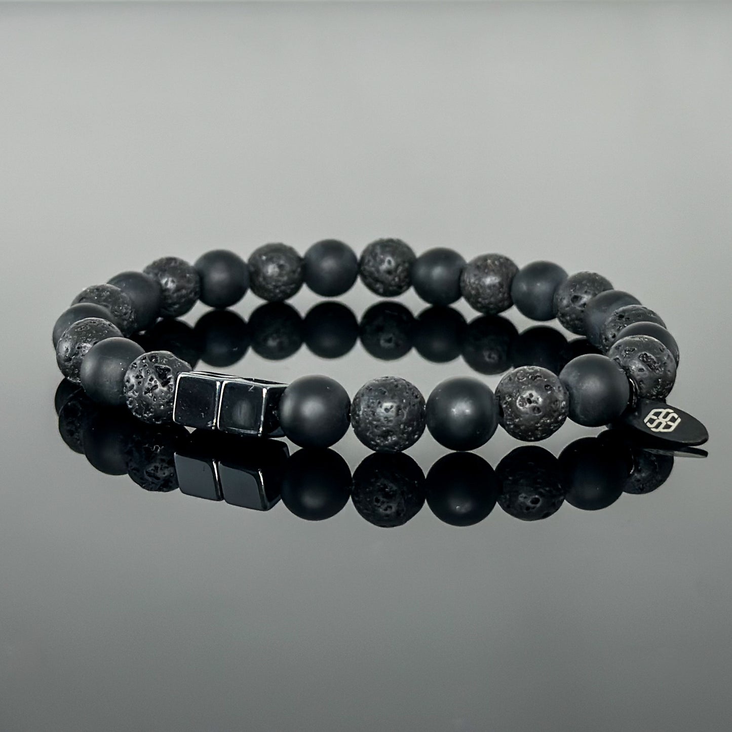 2101 Men’s Duo Wristband with Matte Black Onyx and Lava Stone