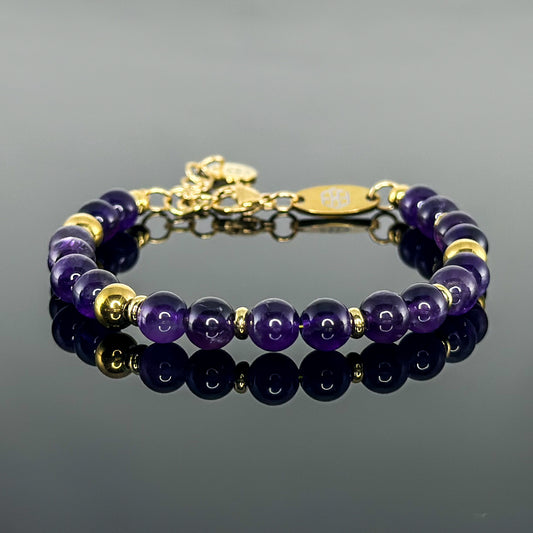 29002 Women’s Beaded Bracelet with Amethyst and Gold Plated