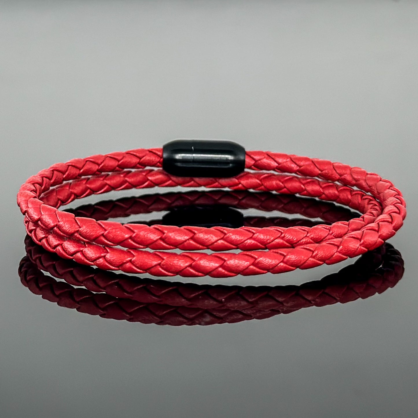 4024 Men’s Double Wrap Red Plaited Leather Bracelet