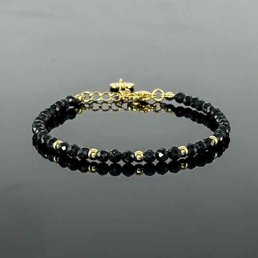 29001 Women’s Minimalist Bracelet with Black Tourmaline and Gold Plated