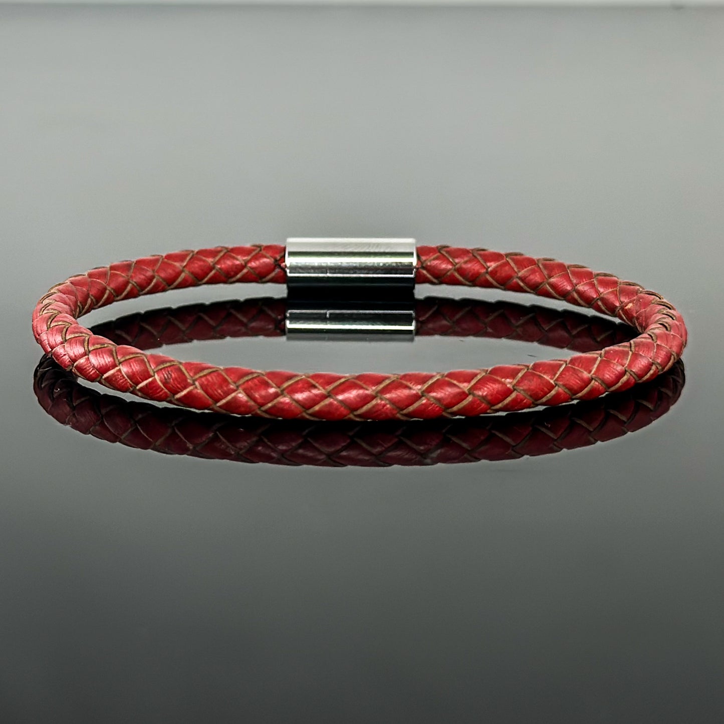 4008 Minimalist Red Leather Bracelet