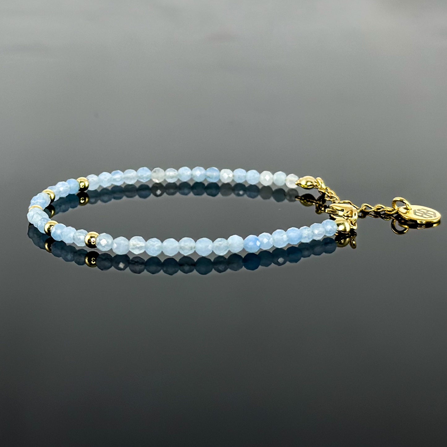 29001 Women’s Minimalist Bracelet with Aquamarine and Gold Plated