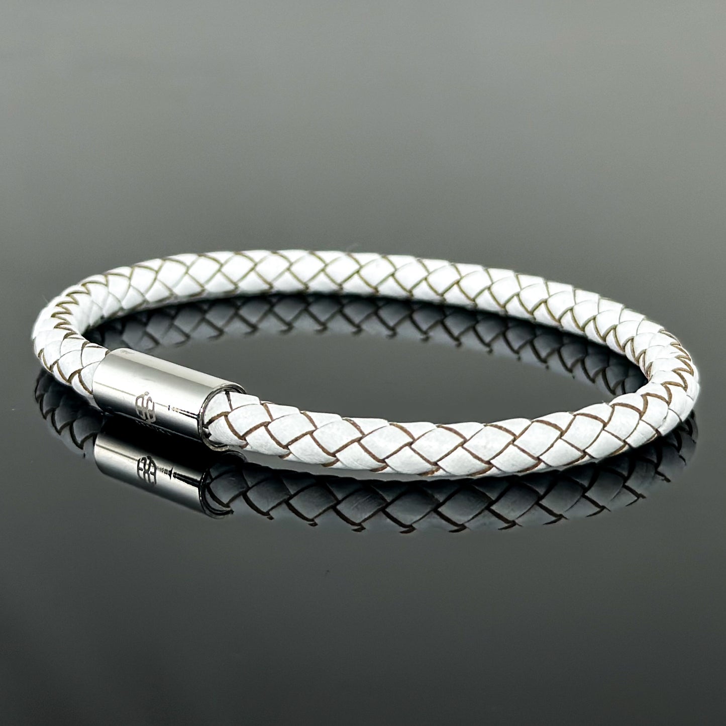 4008 Minimalist White Leather Bracelet