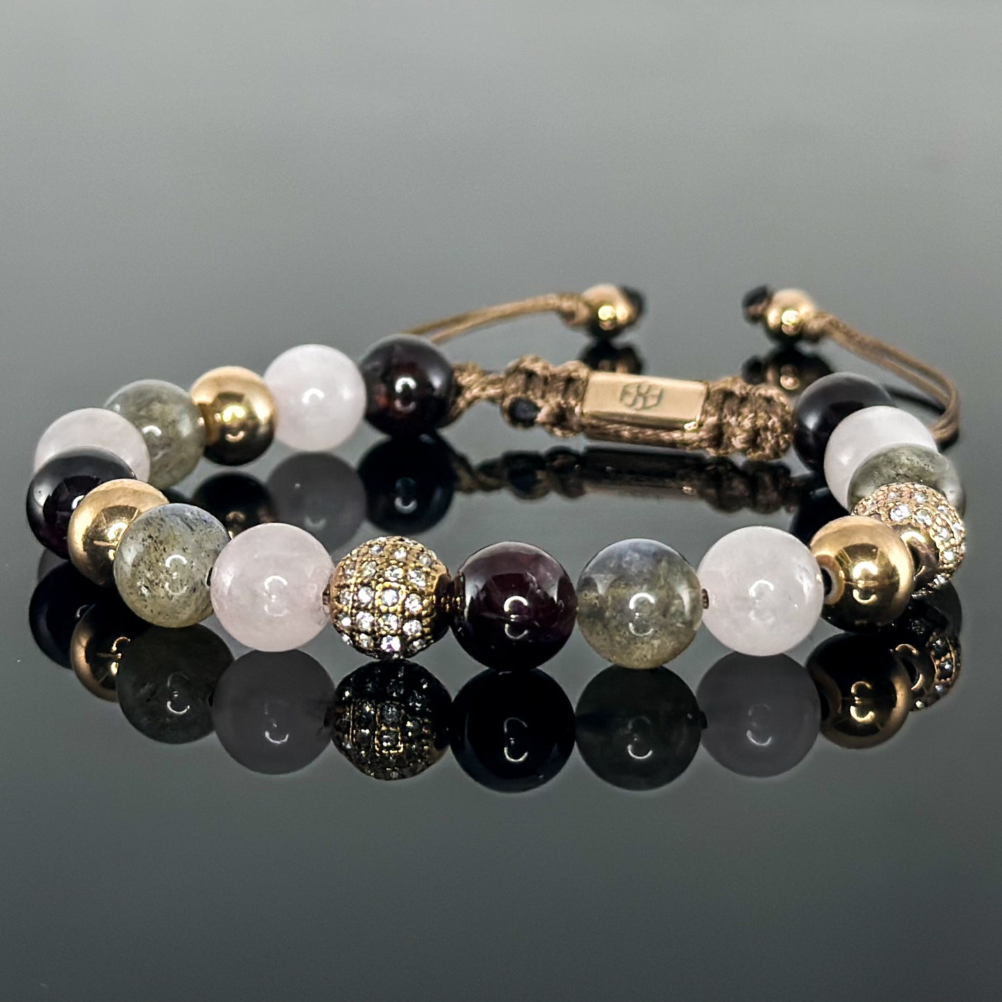 20101 Women's Collezione La Femme Bracelet with Garnet, Rose Quartz and Labradorite