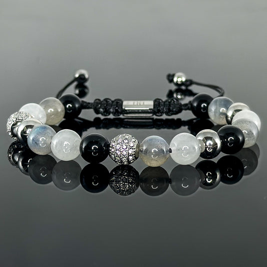 20105 Women's Collezione La Femme Bracelet with Black Obsidian, White Jade and Labradorite