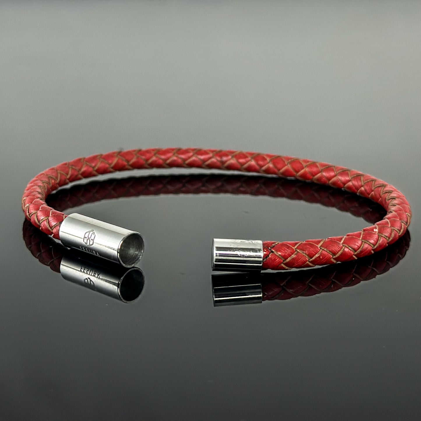 4008 Minimalist Red Leather Bracelet