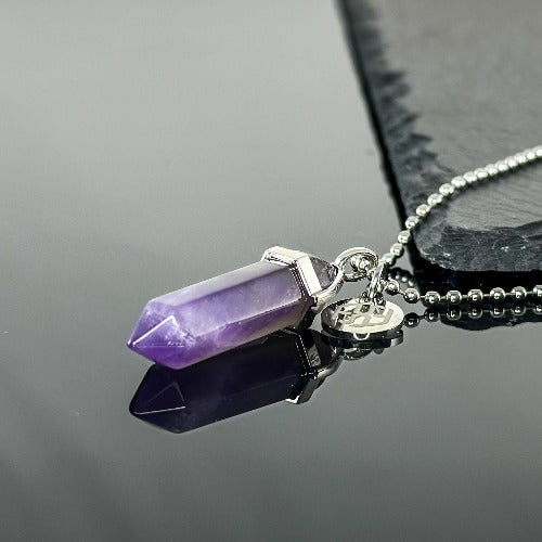 12500 Hexagonal Point Amethyst Crystal Pendant Necklace