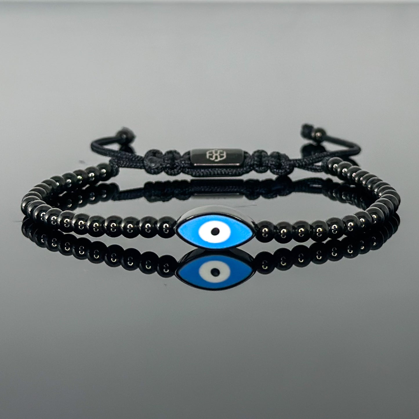 2701 Men’s Blue Evil Eye Minimalist Black Stainless Steel Bracelet