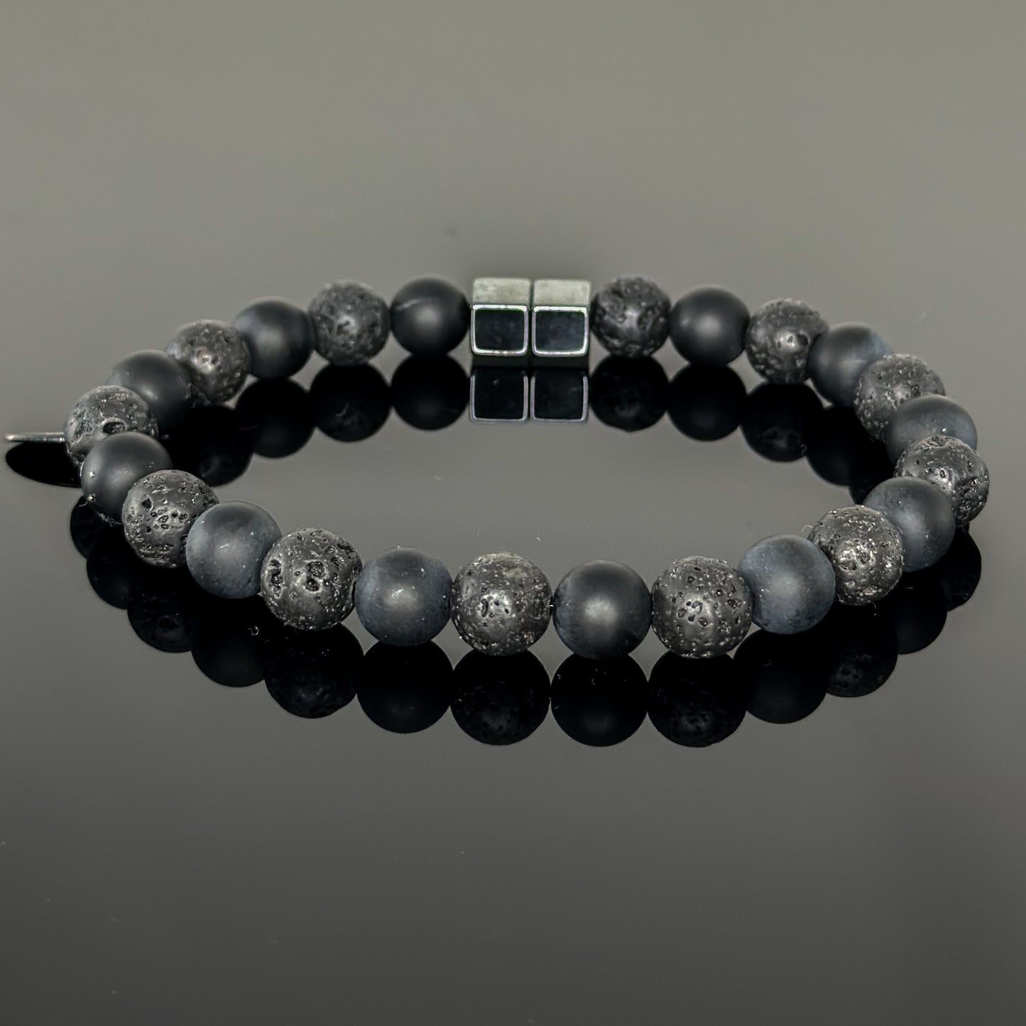 2101 Men’s Duo Wristband with Matte Black Onyx and Lava Stone