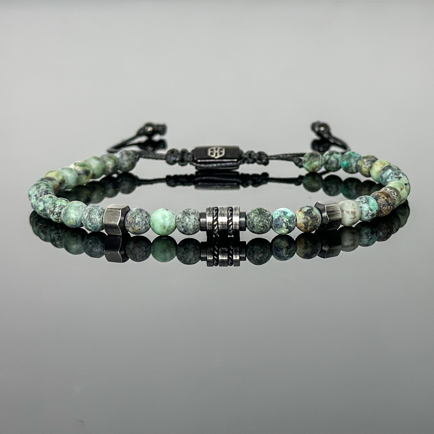 2010 Men’s Minimalist Matte African Turquoise Beaded Bracelet