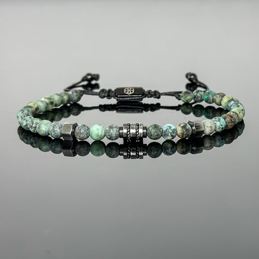 2010 Men’s Minimalist Matte African Turquoise Beaded Bracelet