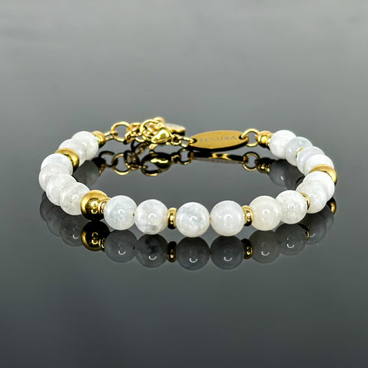 29002 Women's Beaded Bracelet with Moonstone and Gold Plated