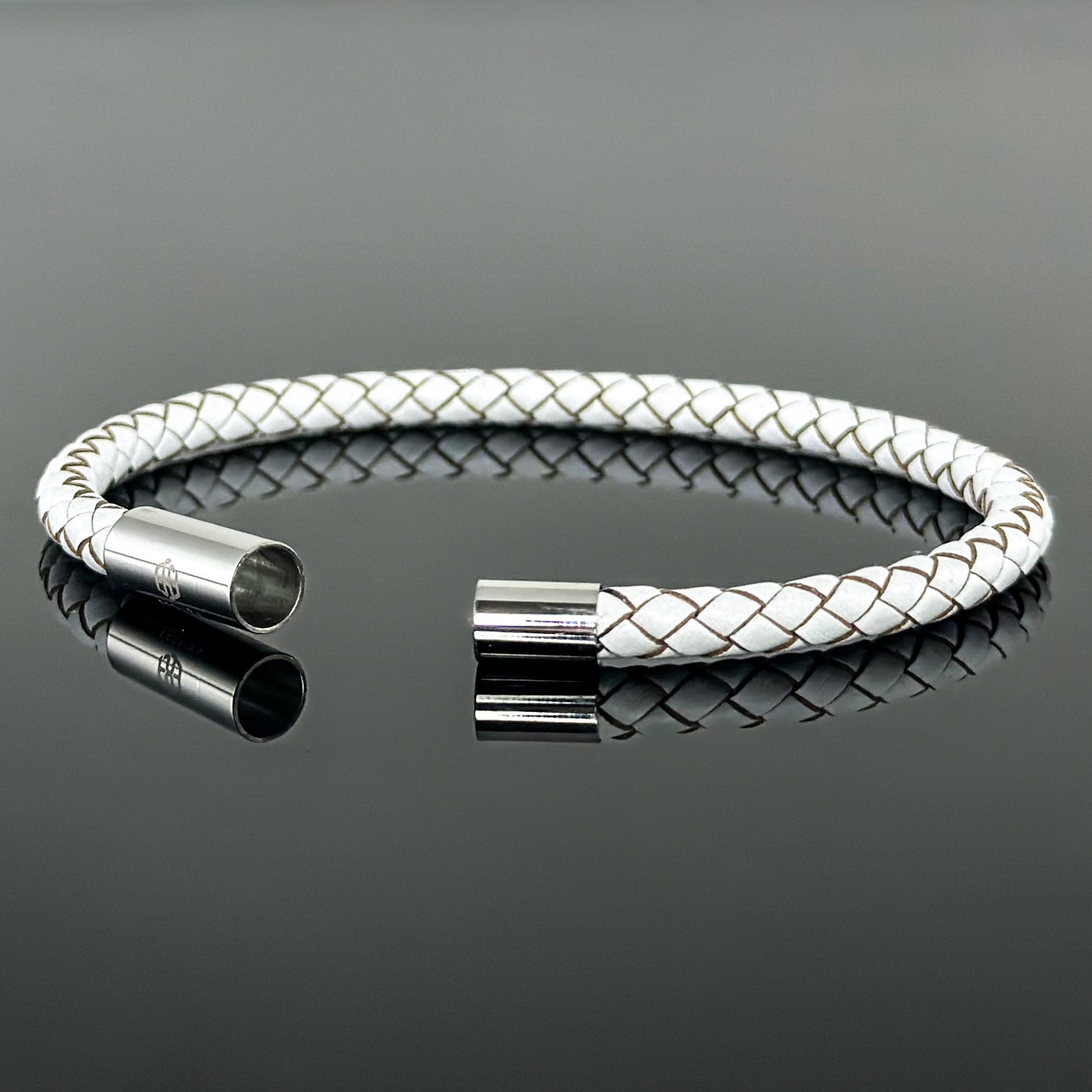 4008 Minimalist White Leather Bracelet