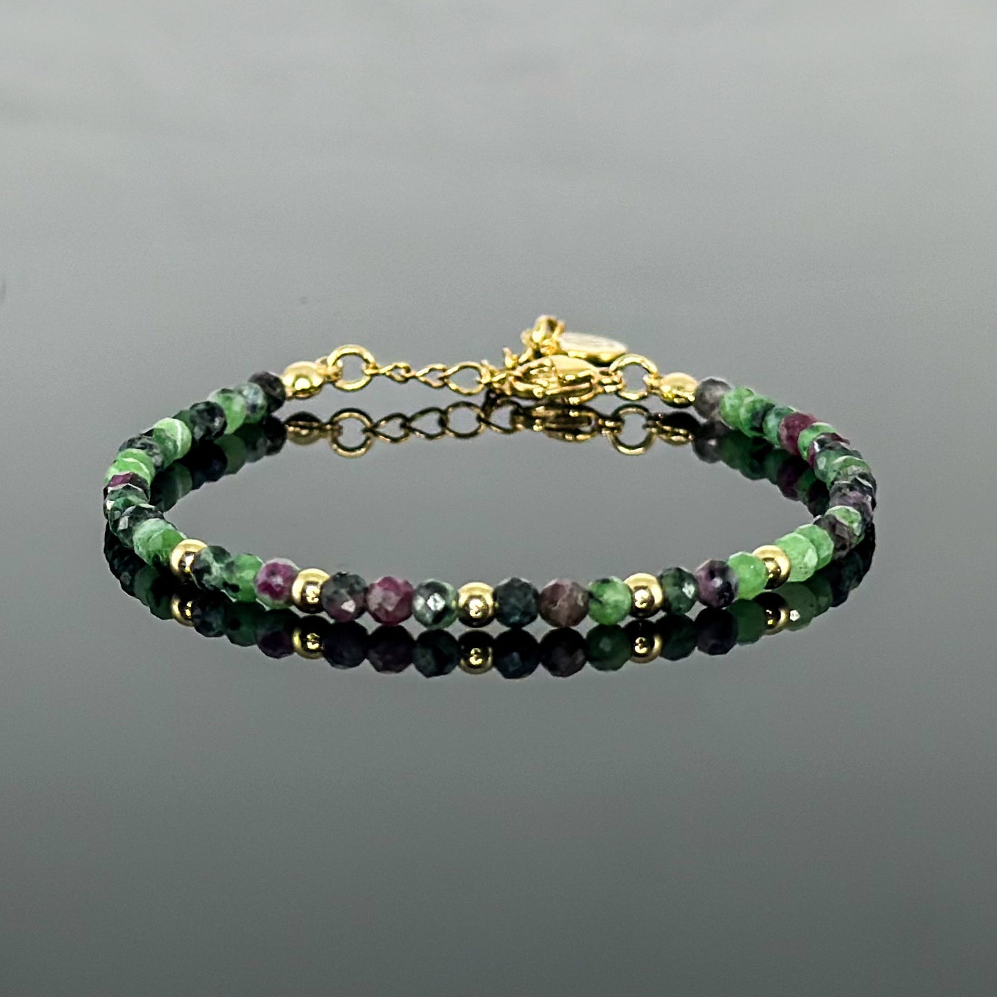 29001 Women’s Minimalist Bracelet with Ruby Zoisite and Gold Plated