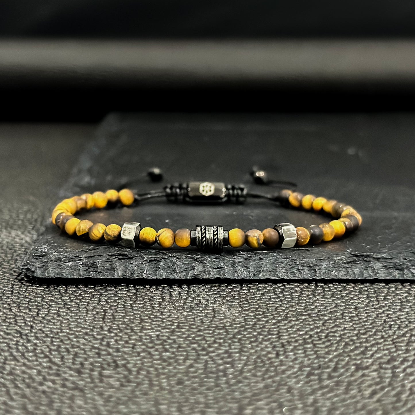 2001 Men’s Minimalist Matte Tiger’s Eye Beaded Bracelet