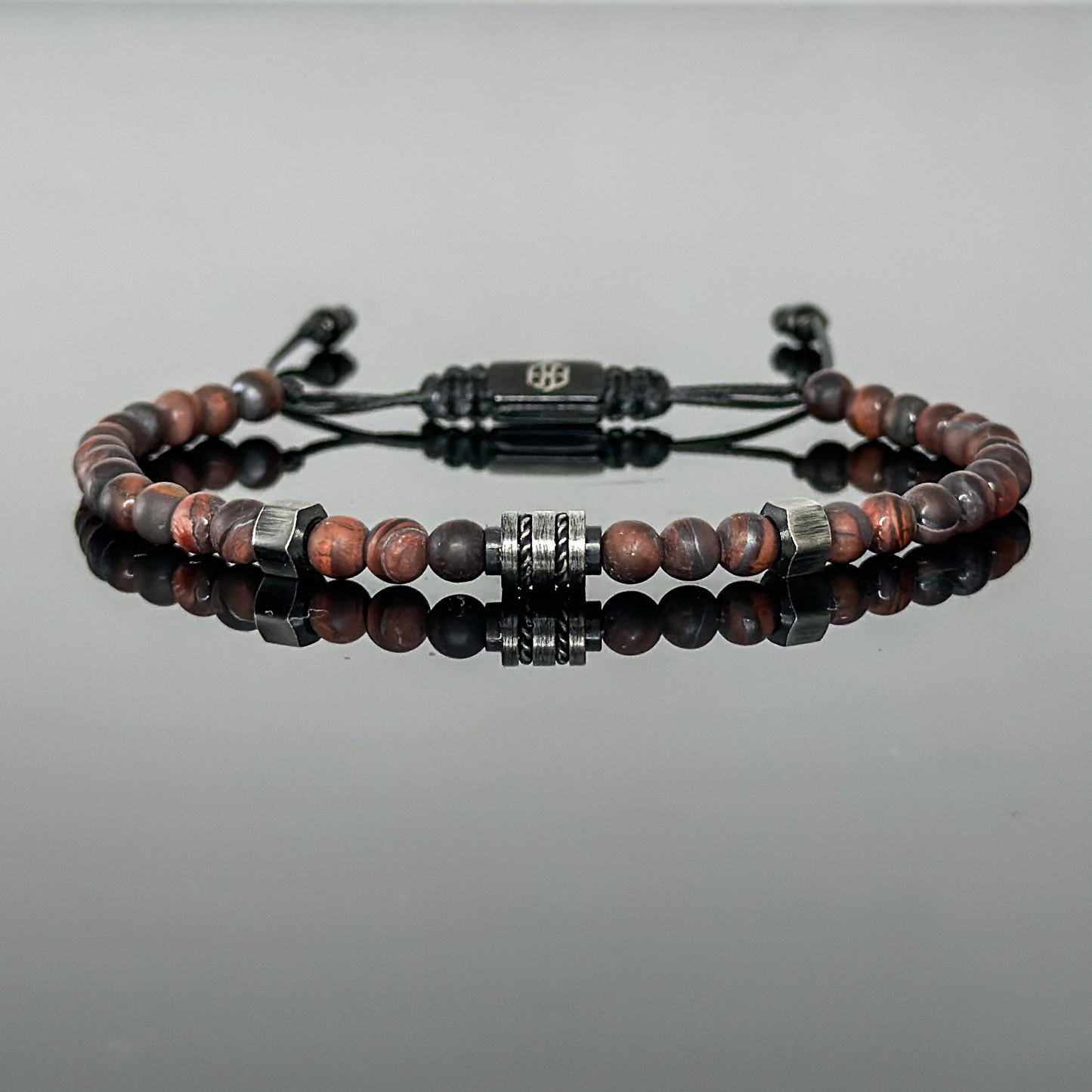 2007 Men’s Minimalist Matte Red Tiger’s Eye Beaded Bracelet