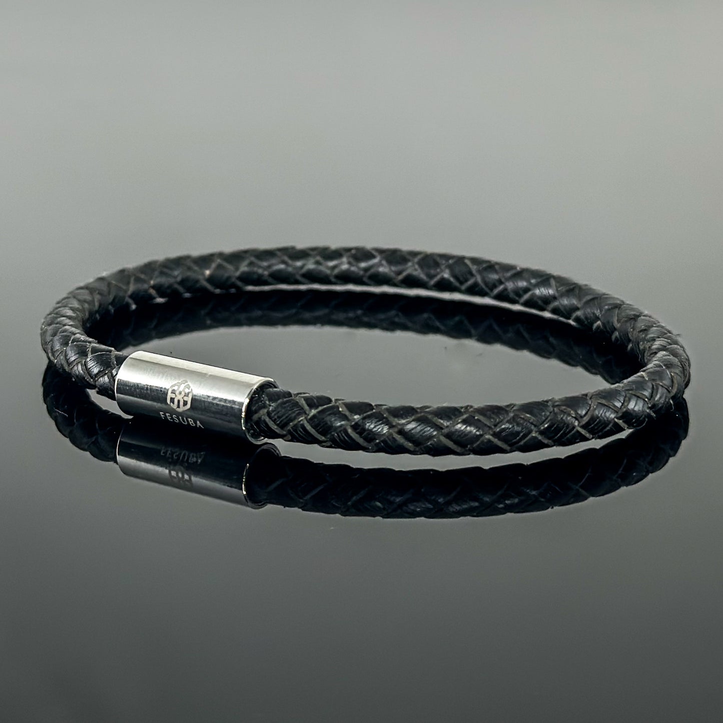 4008 Minimalist Black Leather Bracelet