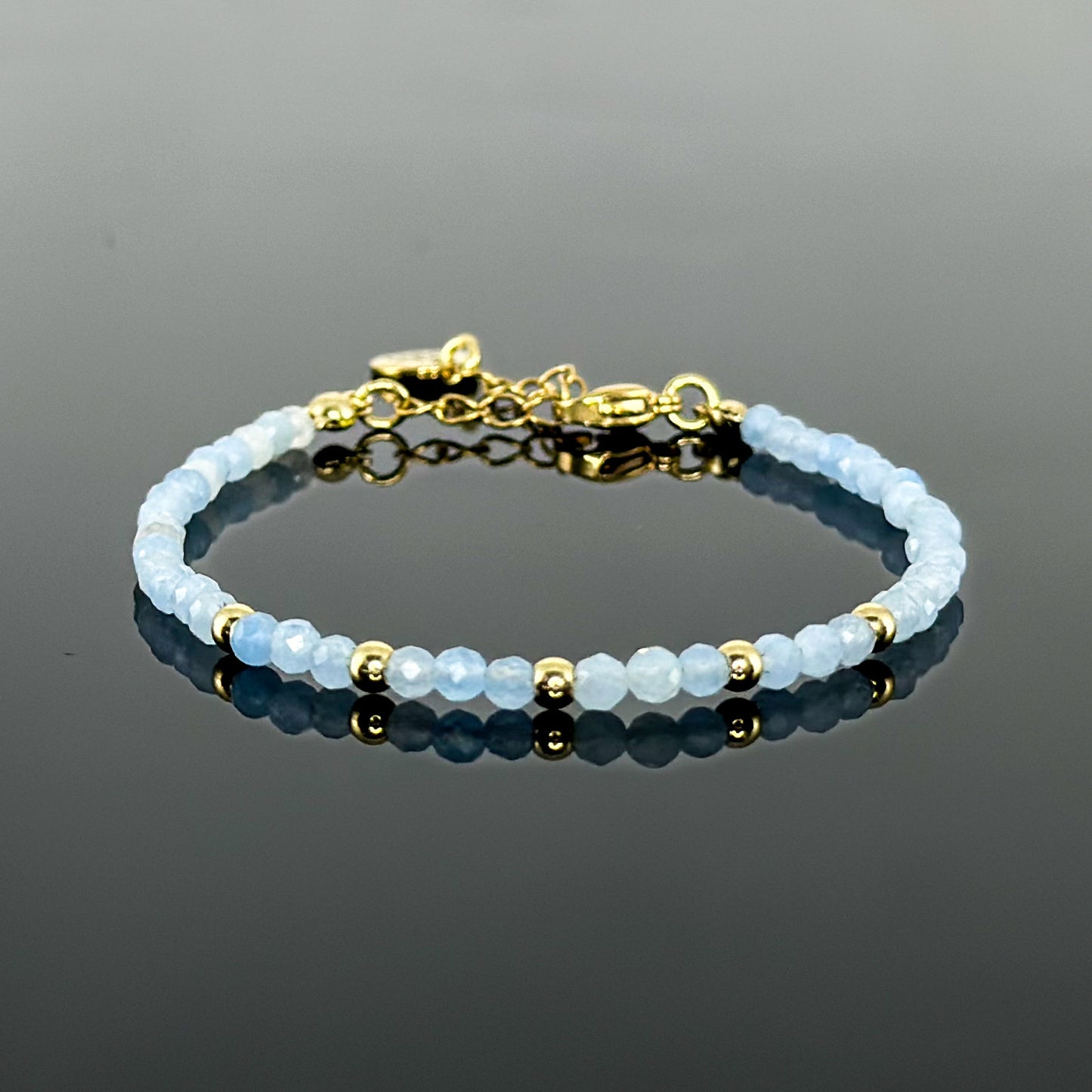 29001 Women’s Minimalist Bracelet with Aquamarine and Gold Plated