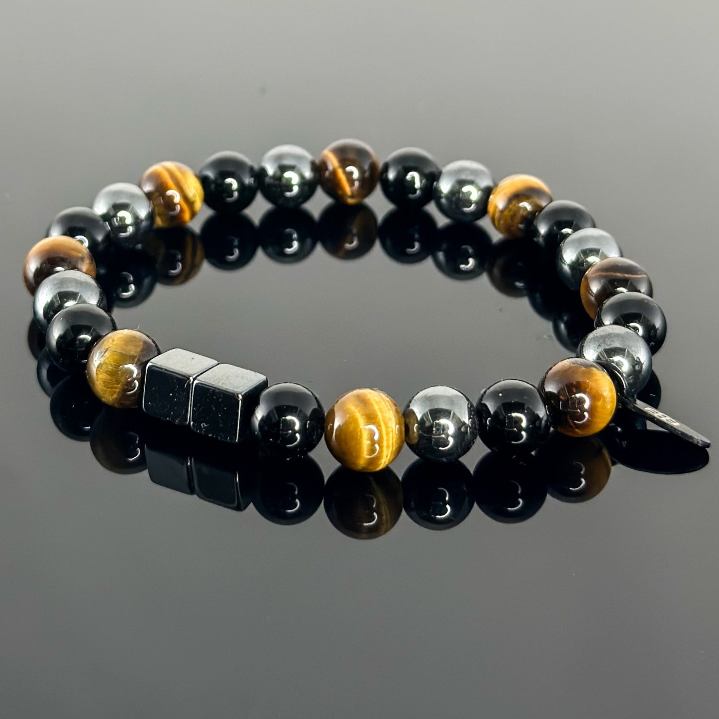 2108 Men’s Trio Wristband with Black Onyx, Hematite and Tiger's Eye