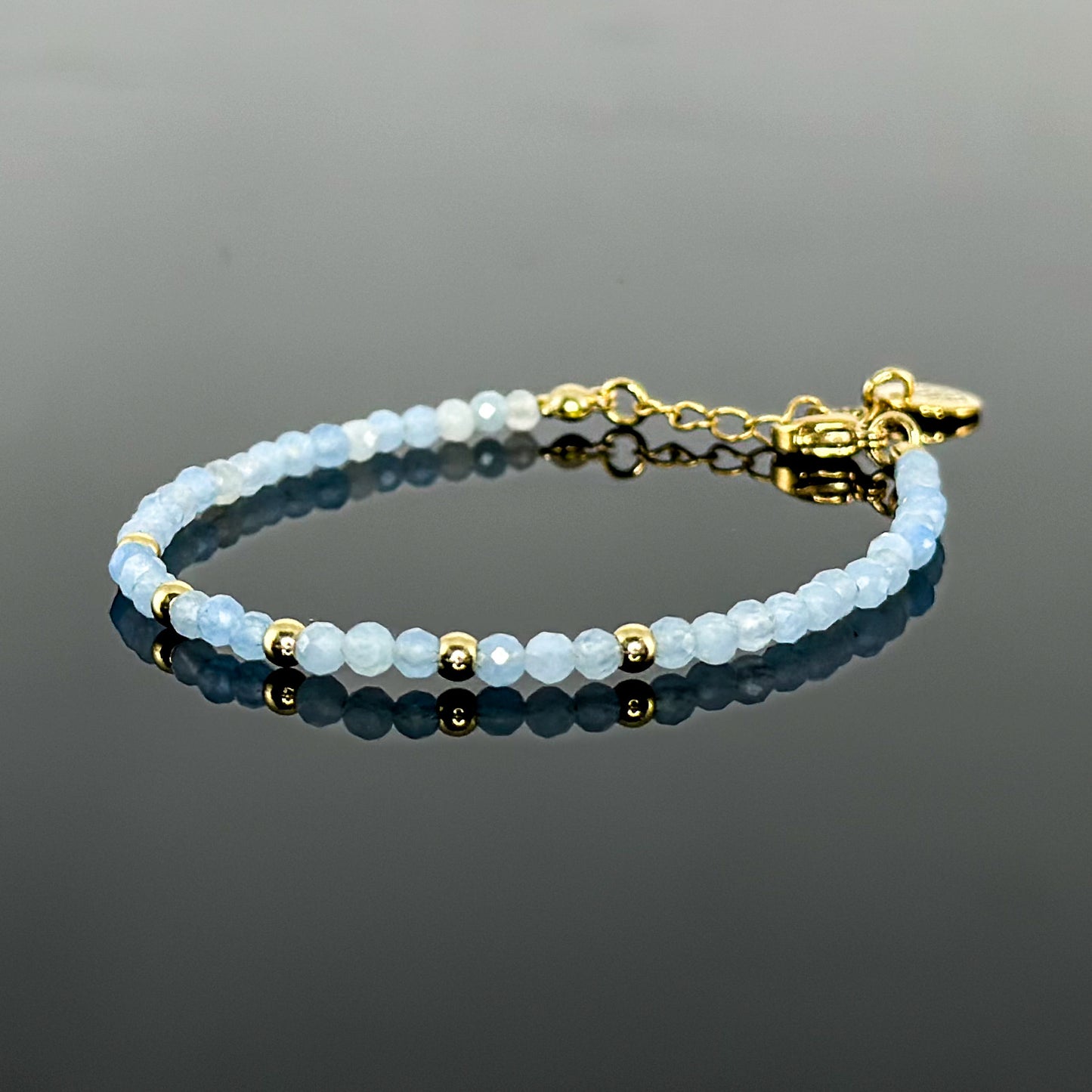 29001 Women’s Minimalist Bracelet with Aquamarine and Gold Plated