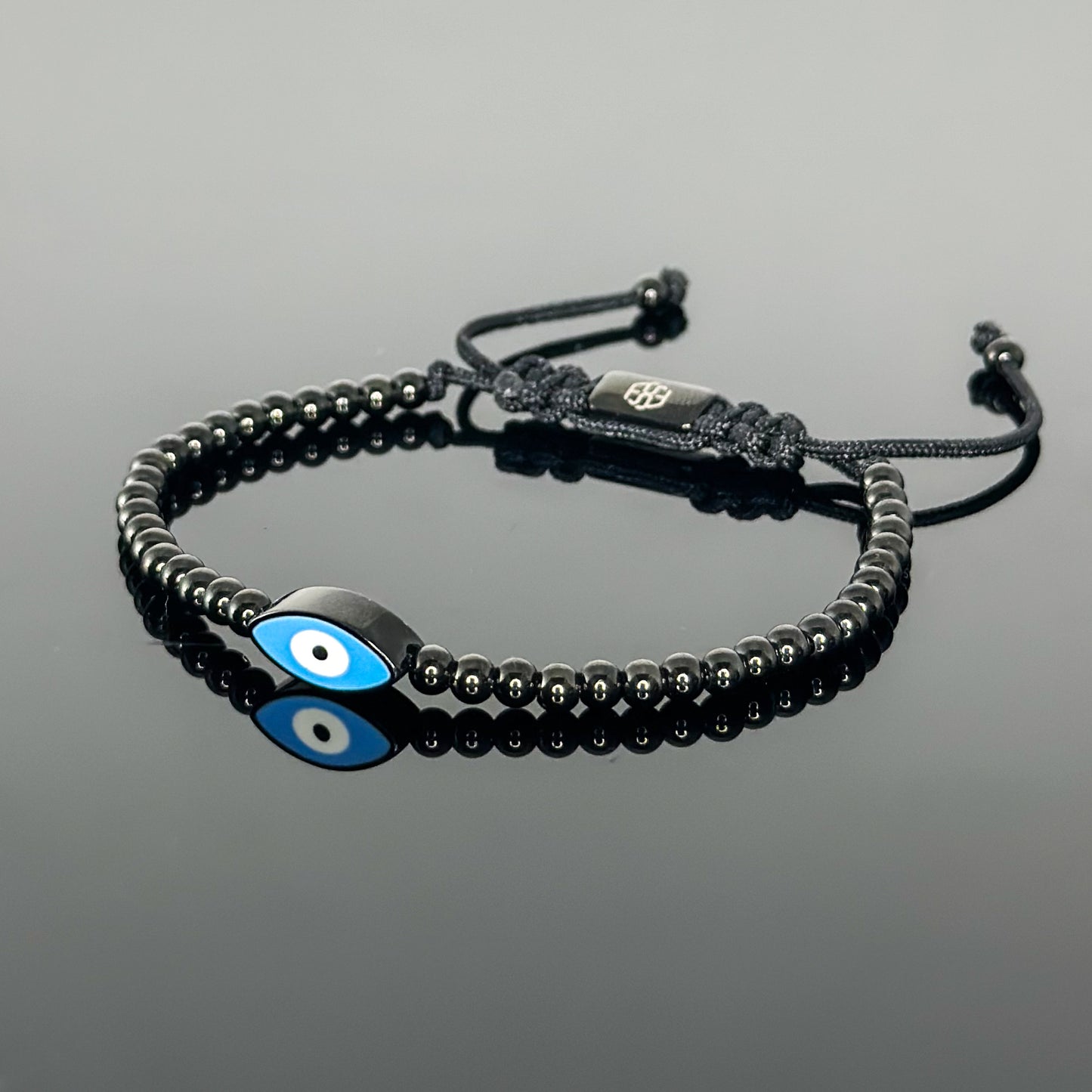 2701 Men’s Blue Evil Eye Minimalist Black Stainless Steel Bracelet