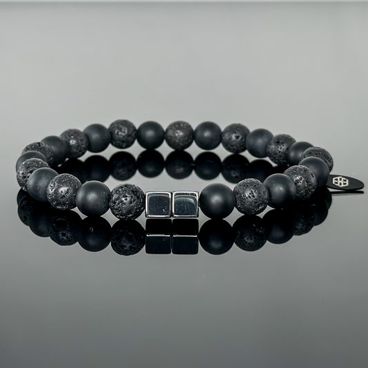 2101 Men’s Duo Wristband with Matte Black Onyx and Lava Stone