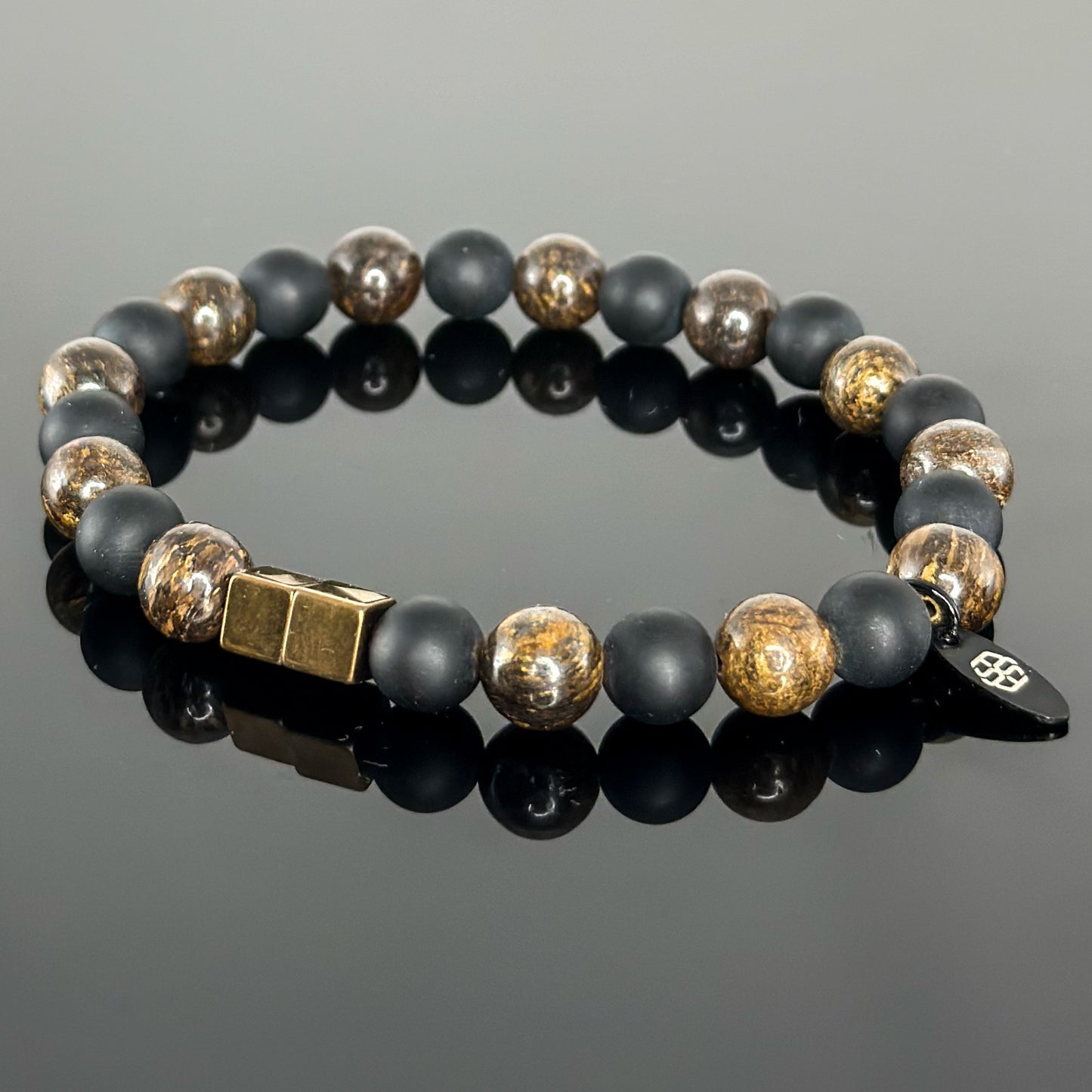 2126 Men's Duo Wristband with Matte Black Onyx and Bronzite