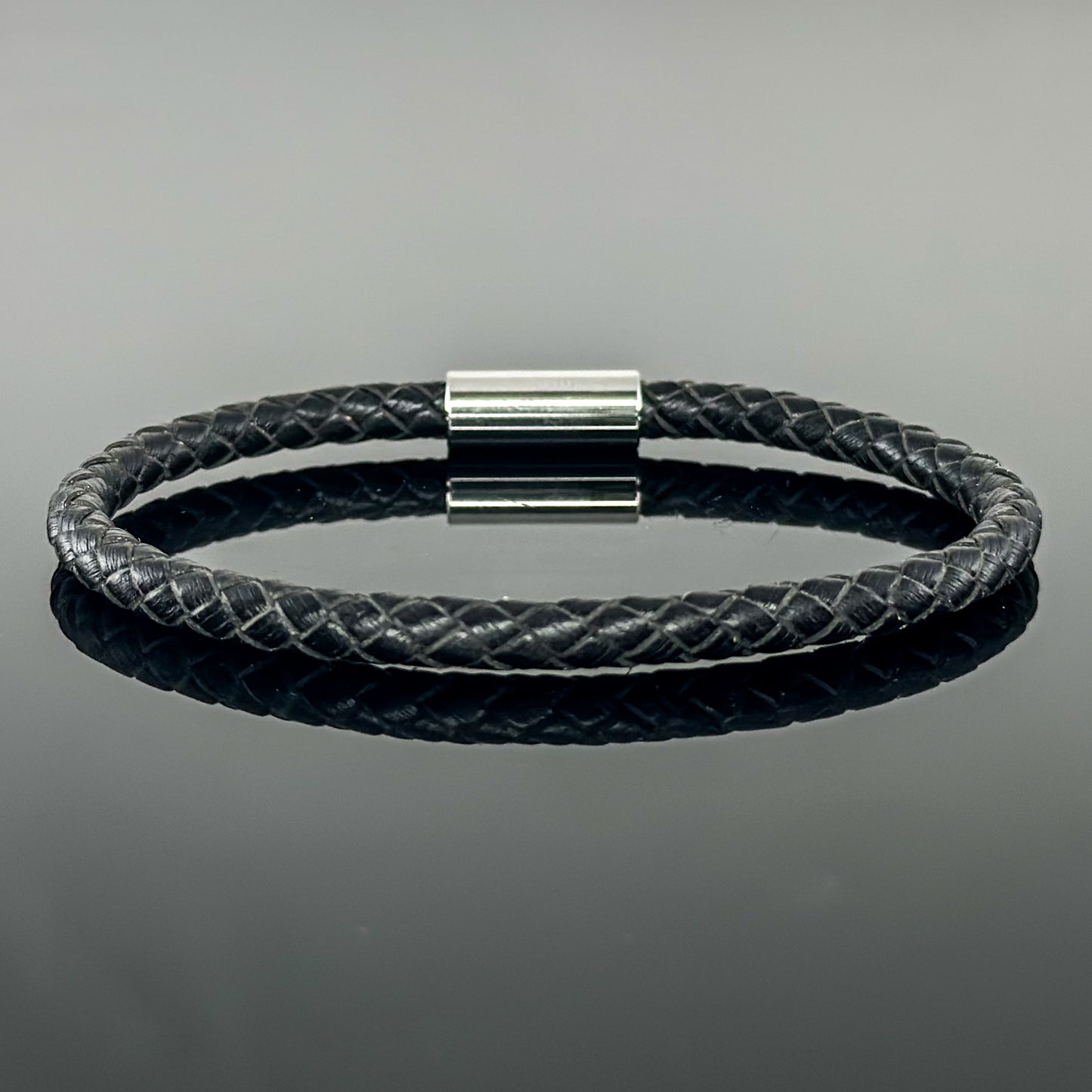 4008 Minimalist Black Leather Bracelet