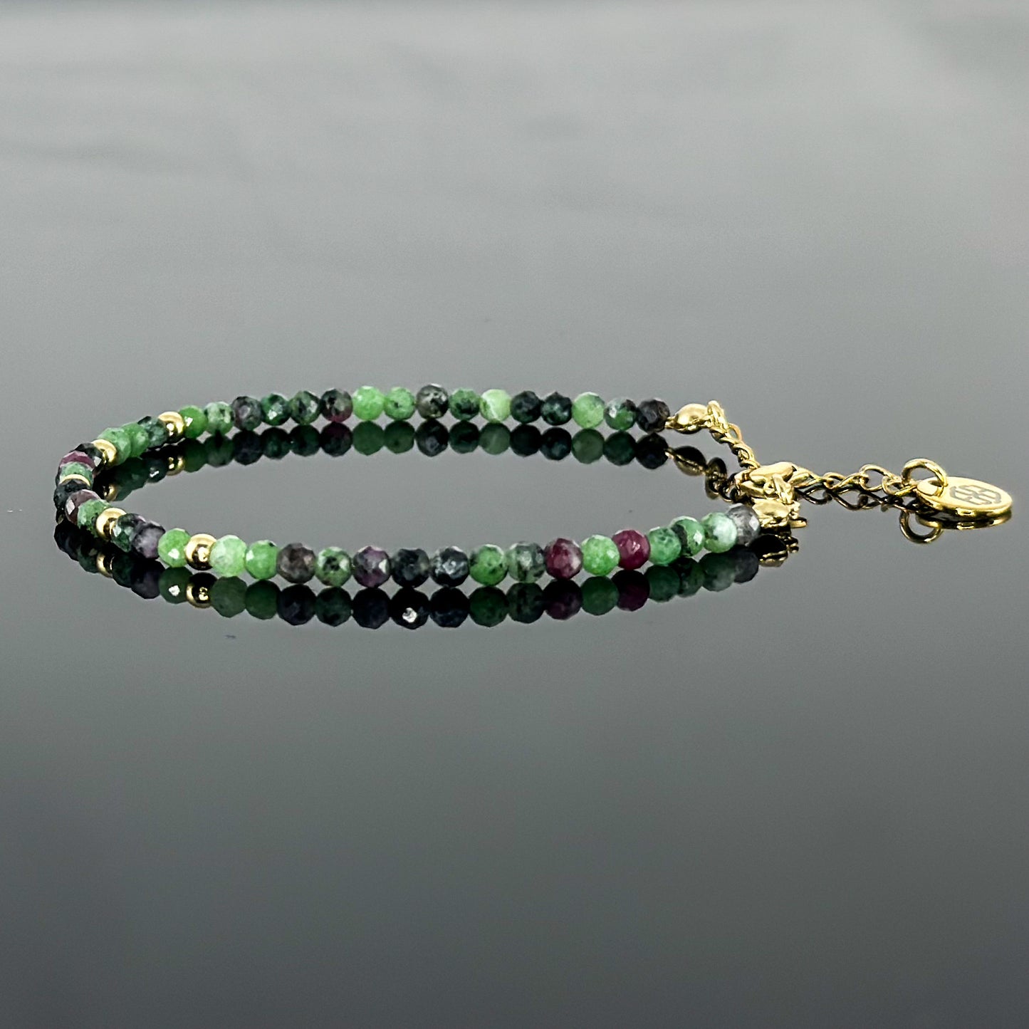 29001 Women’s Minimalist Bracelet with Ruby Zoisite and Gold Plated