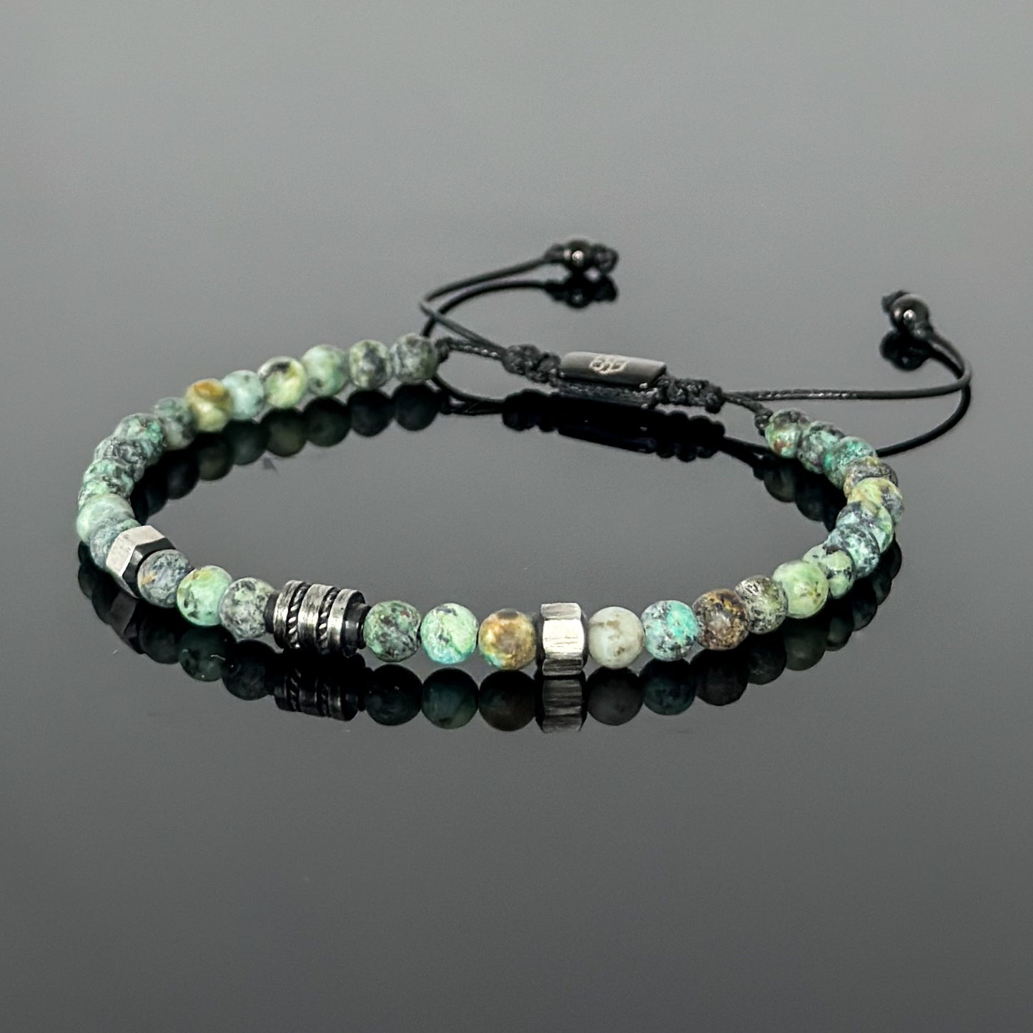 2010 Men’s Minimalist Matte African Turquoise Beaded Bracelet