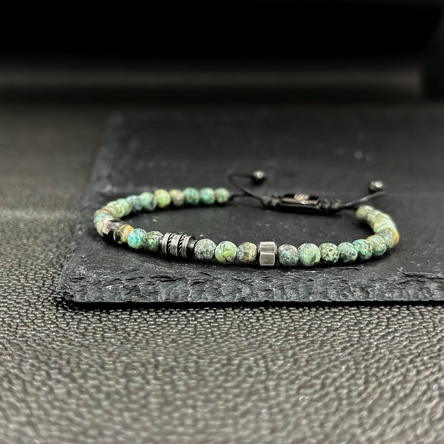 2010 Men’s Minimalist Matte African Turquoise Beaded Bracelet