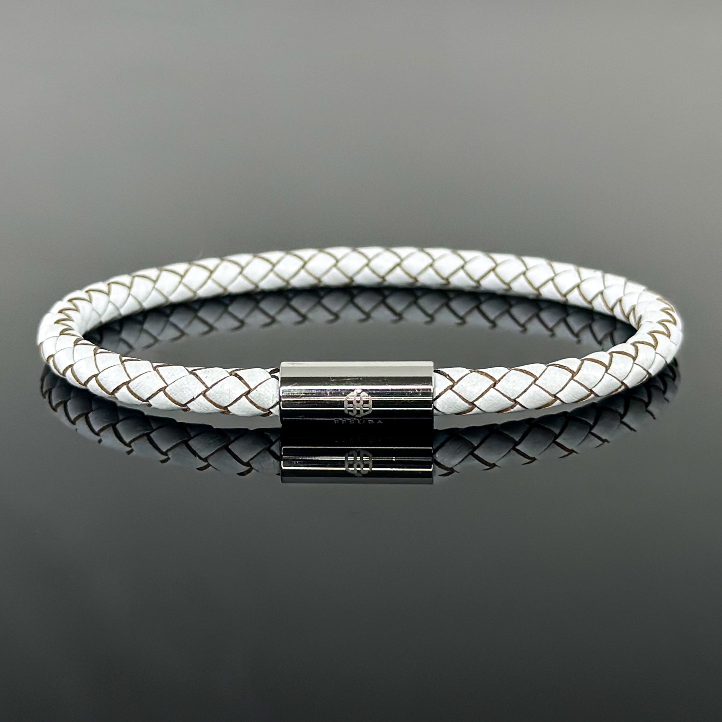 4008 Minimalist White Leather Bracelet