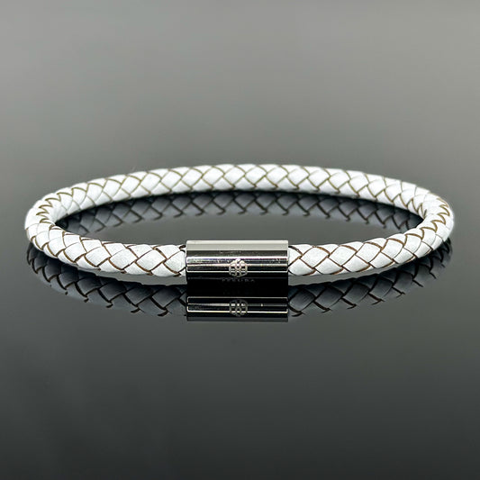 4008 Minimalist White Leather Bracelet