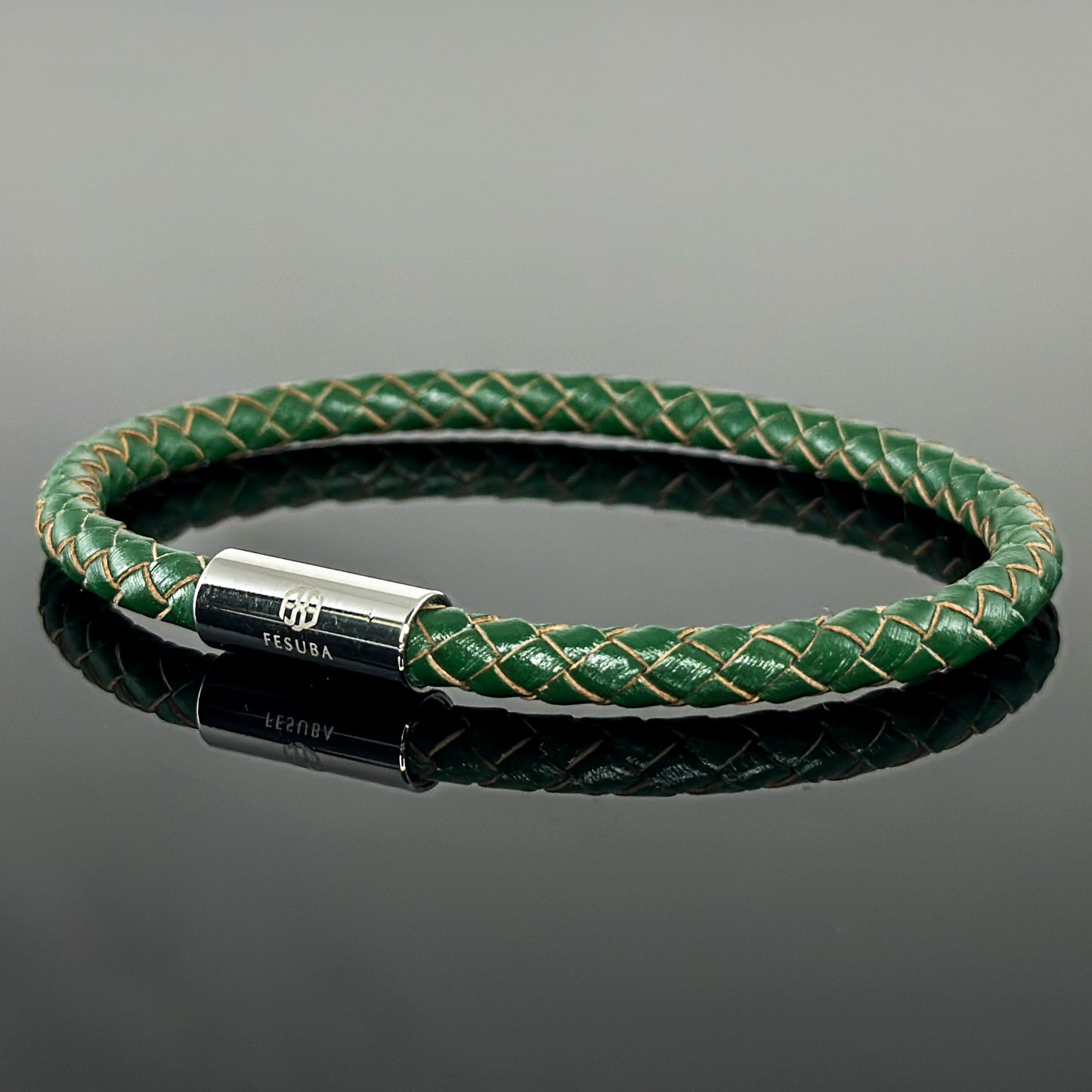 4008 Minimalist Green Leather Bracelet