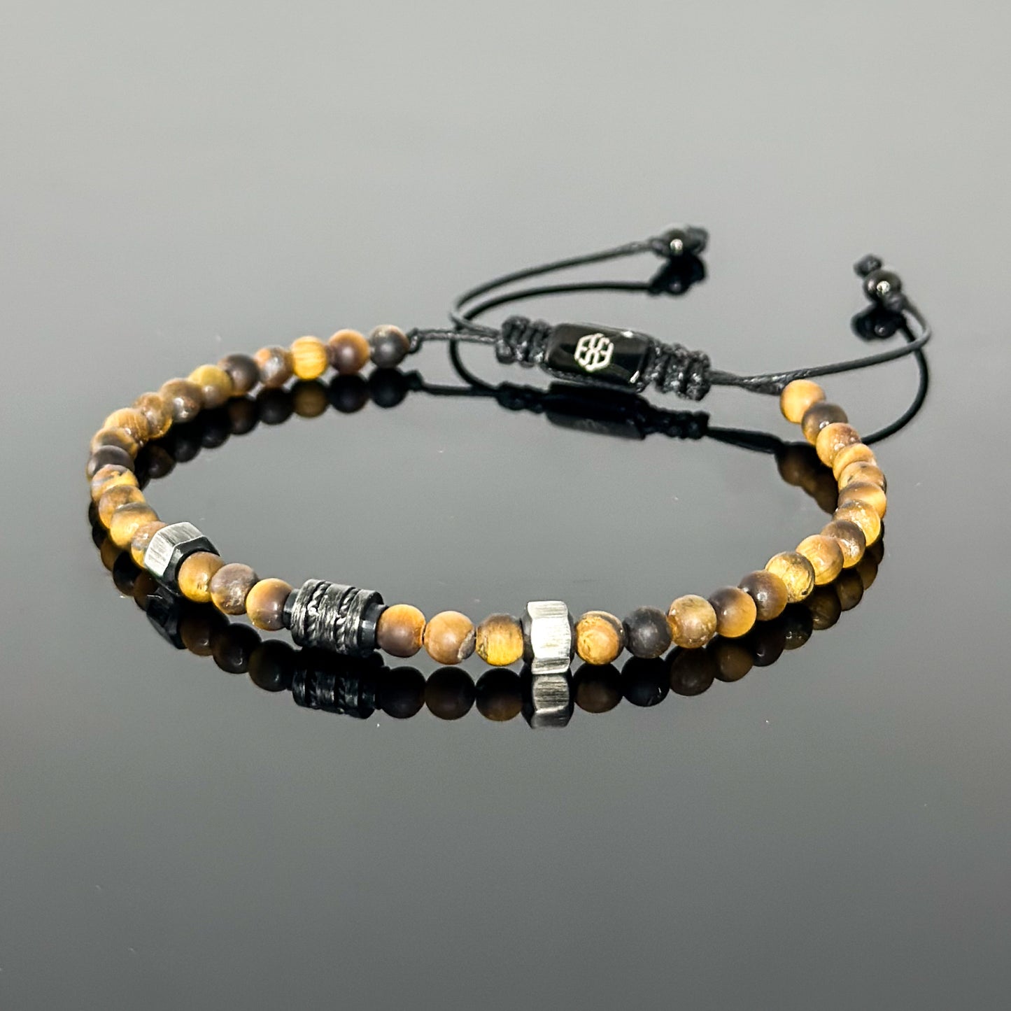 2001 Men’s Minimalist Matte Tiger’s Eye Beaded Bracelet