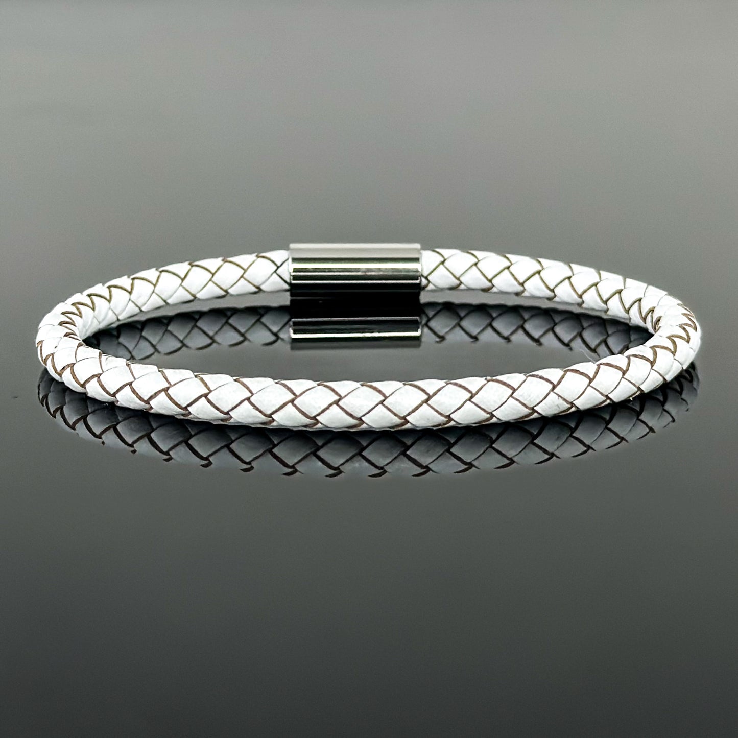 4008 Minimalist White Leather Bracelet