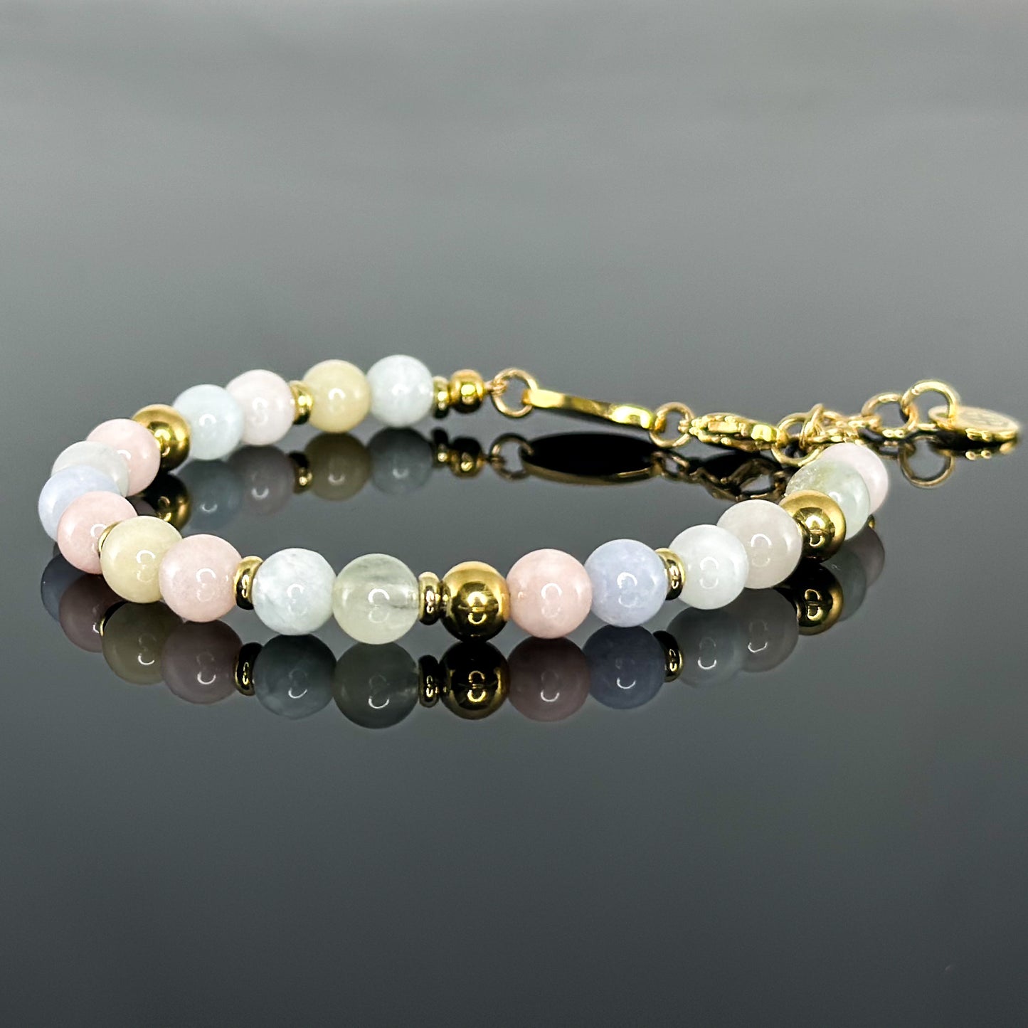 29002 Women’s Beaded Bracelet with Morganite and Gold Plated