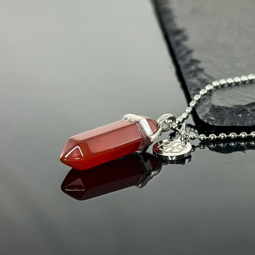 12500 Hexagonal Point Red Carnelian Agate Crystal Pendant Necklace