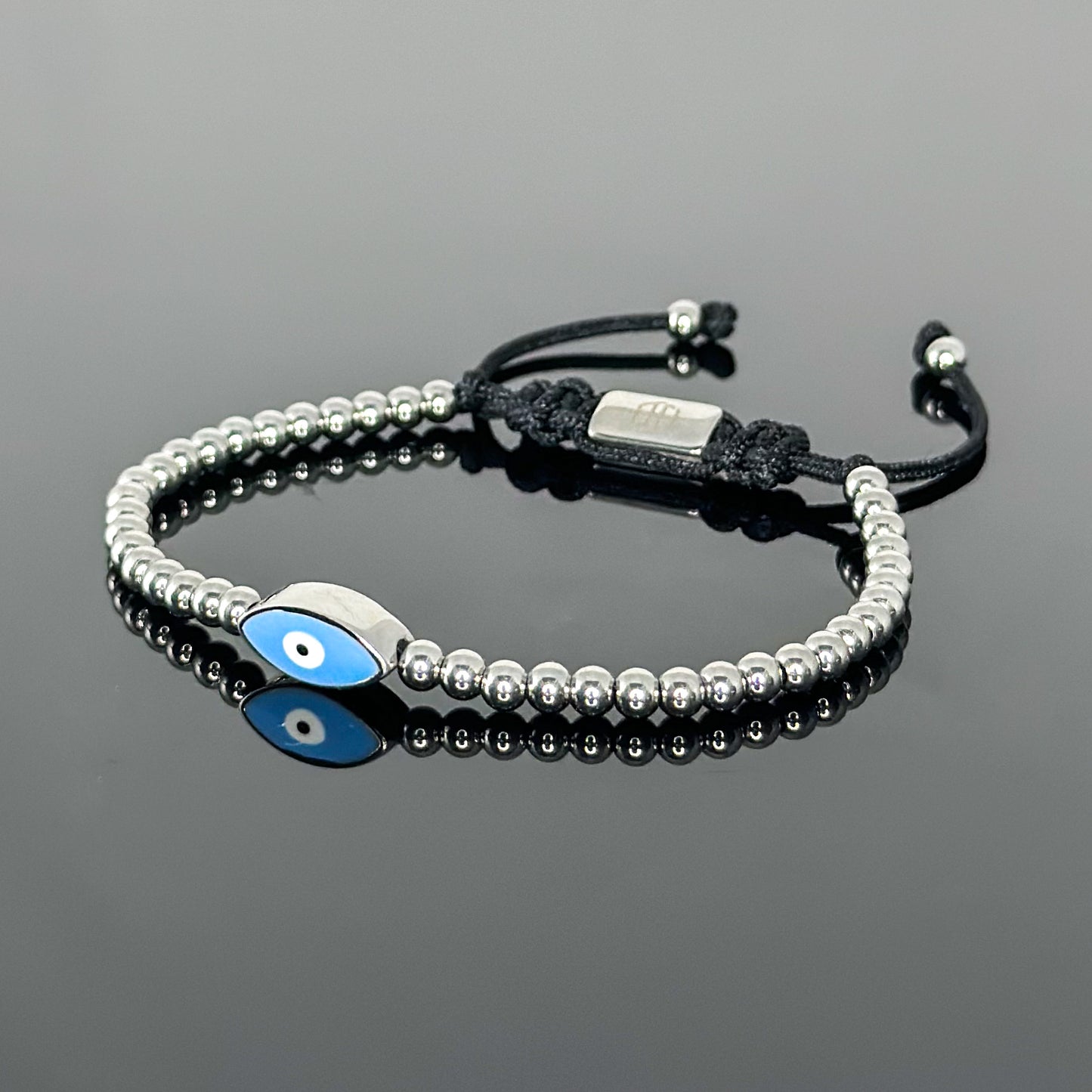 2701 Men’s Blue Evil Eye Minimalist Stainless Steel Bracelet