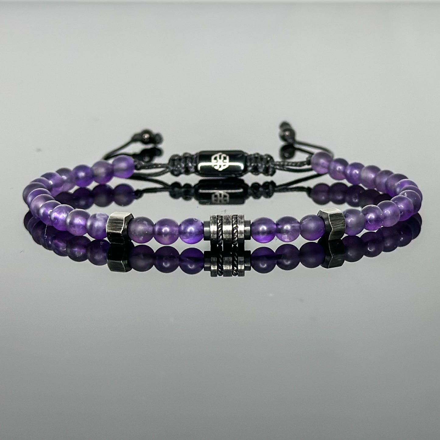 2008 Men’s Minimalist Matte Amethyst Beaded Bracelet