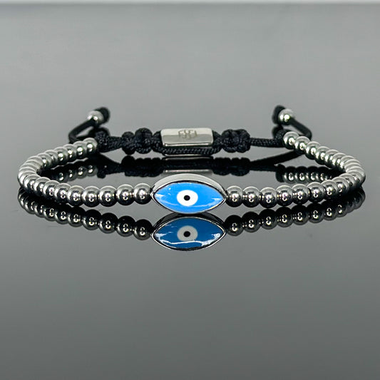 2701 Men’s Blue Evil Eye Minimalist Stainless Steel Bracelet