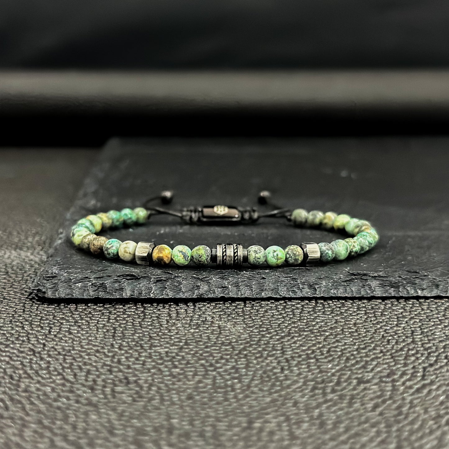 2010 Men’s Minimalist Matte African Turquoise Beaded Bracelet