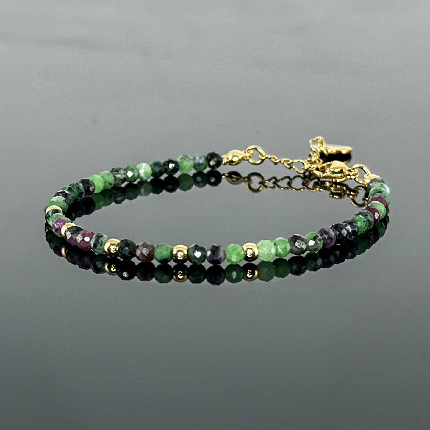 29001 Women’s Minimalist Bracelet with Ruby Zoisite and Gold Plated