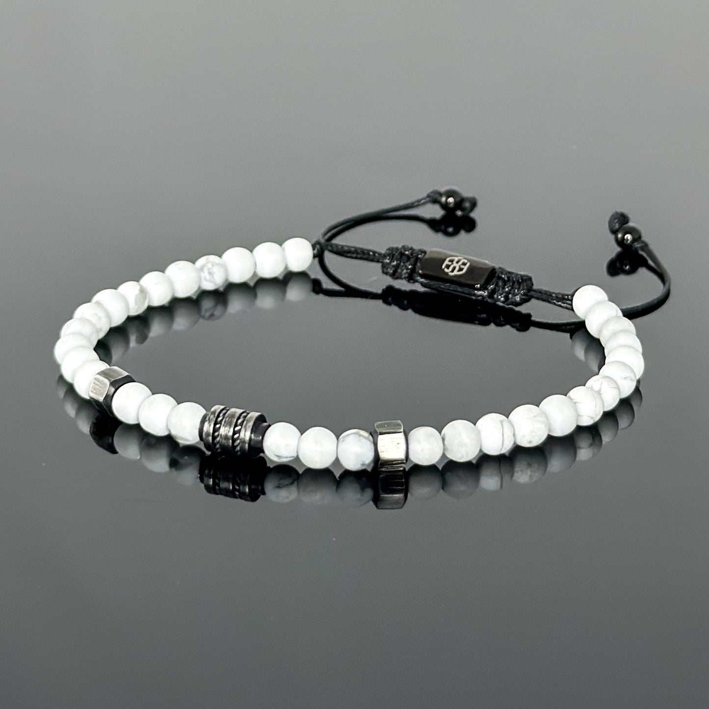 2009 Men’s Minimalist Matte White Howlite Beaded Bracelet