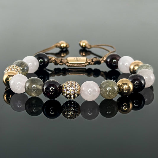 20101 Women's Collezione La Femme Bracelet with Garnet, Rose Quartz and Labradorite