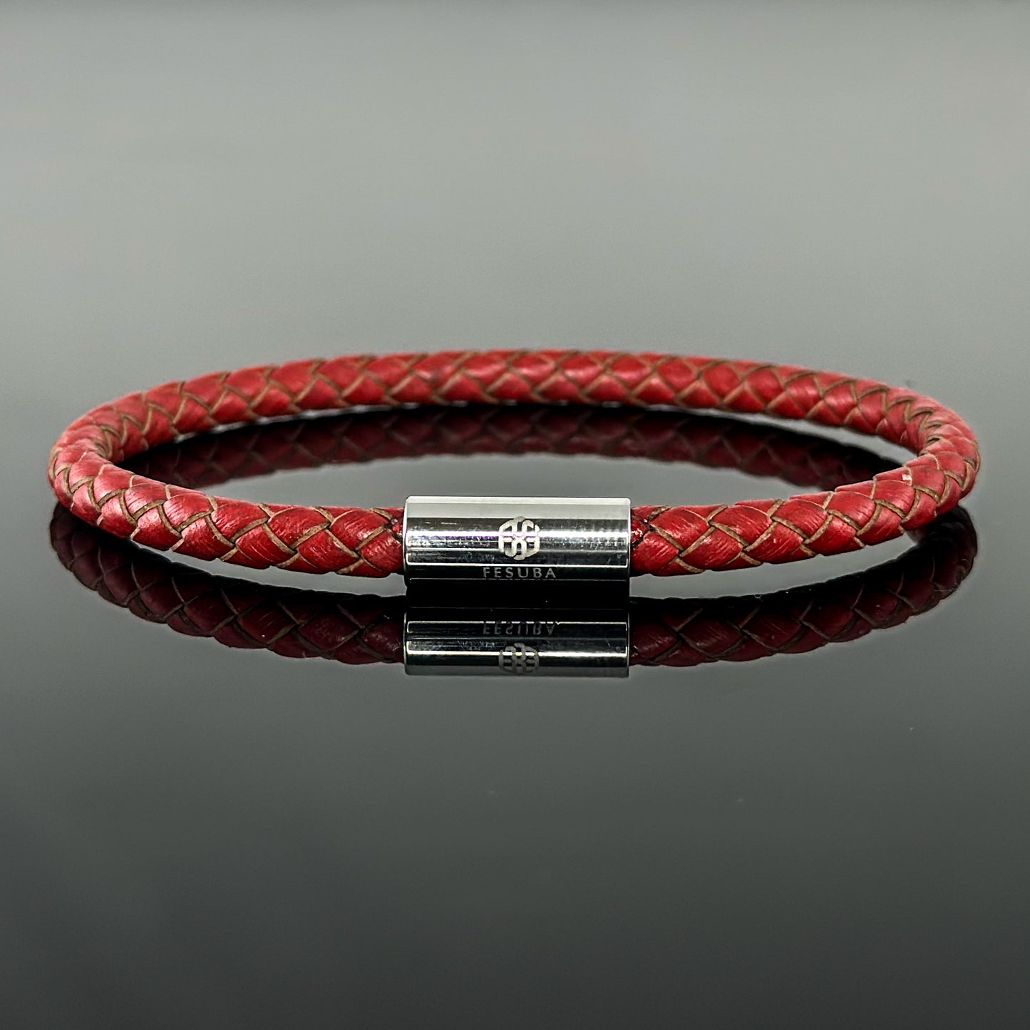 4008 Minimalist Red Leather Bracelet