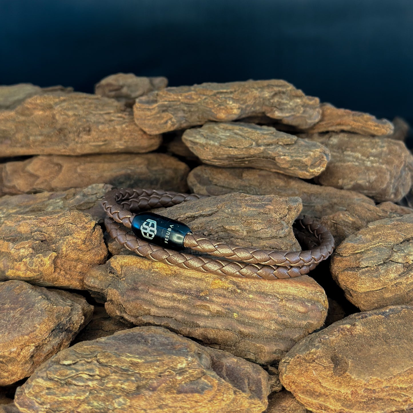 4024 Men’s Double Wrap Brown Plaited Leather Bracelet