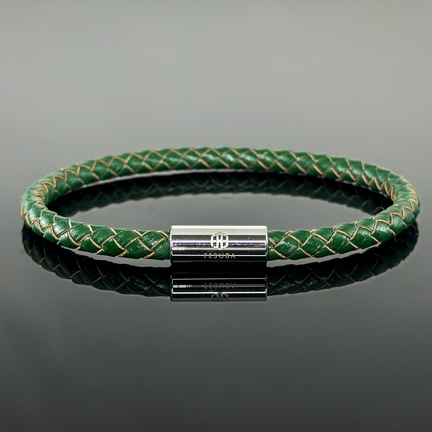 4008 Minimalist Green Leather Bracelet