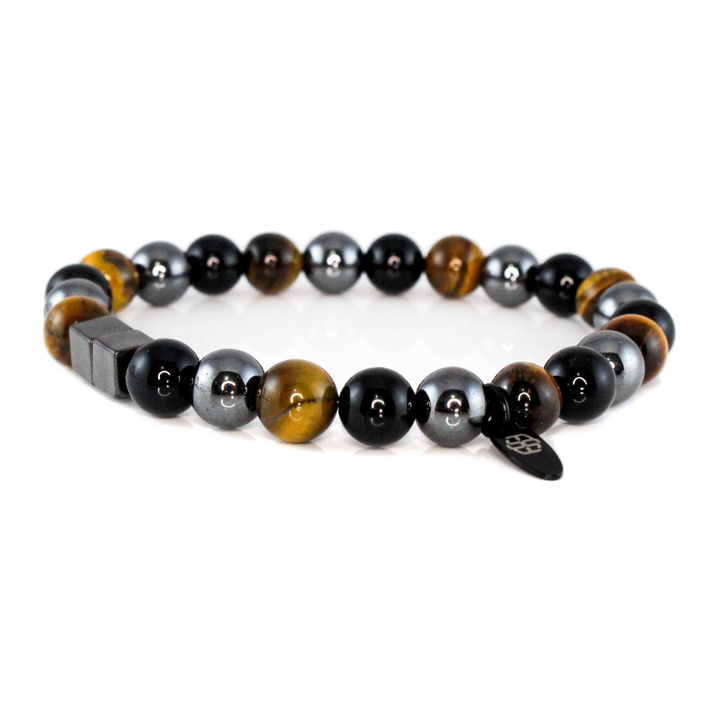 2108 Men’s Trio Wristband with Black Onyx, Hematite and Tiger's Eye