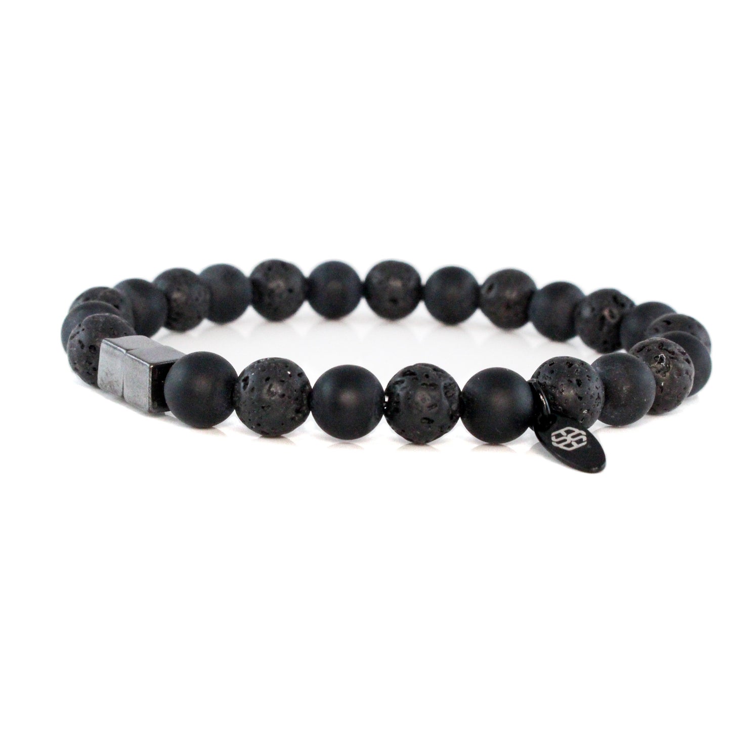 2101 Men’s Duo Wristband with Matte Black Onyx and Lava Stone